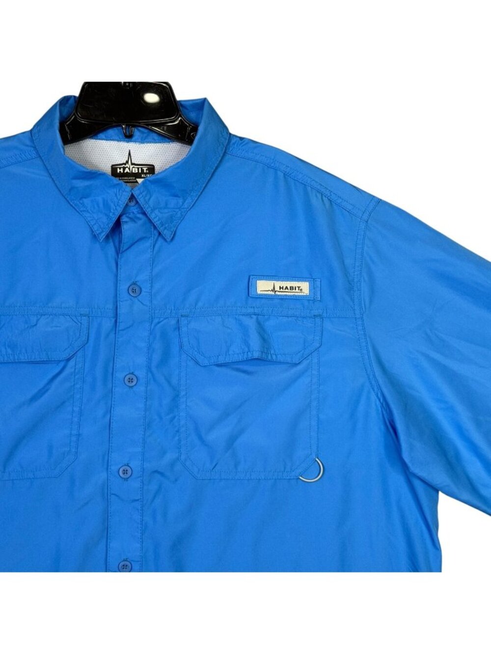 Habit  Fishing Shirt Mens XL Short Sleeve Blue UPF 40+ Ventilated Lightweight